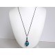 Collier boule turquoise et noir réglable 