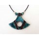Collier réglable original en bleu  et noir