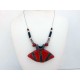 Collier lumineux au grand médaillon rouge et noir 