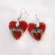 Boucles d'oreilles deux coeurs rouges