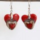 Boucles d'oreilles deux coeurs rouges