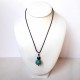 Collier boule bleu turquoise et noir réglable