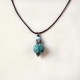 Collier boule bleu turquoise et noir réglable