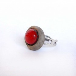 Bague réglable rondeur en rouge et brun